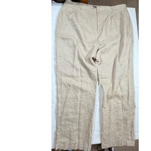 Pierre Garcia Mens Linen Dress Pants Relaxed Fit Pleated Tan W46 L34